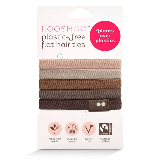 Plastic-free Flat Hair Ties - Organic Cotton, Earth Tints