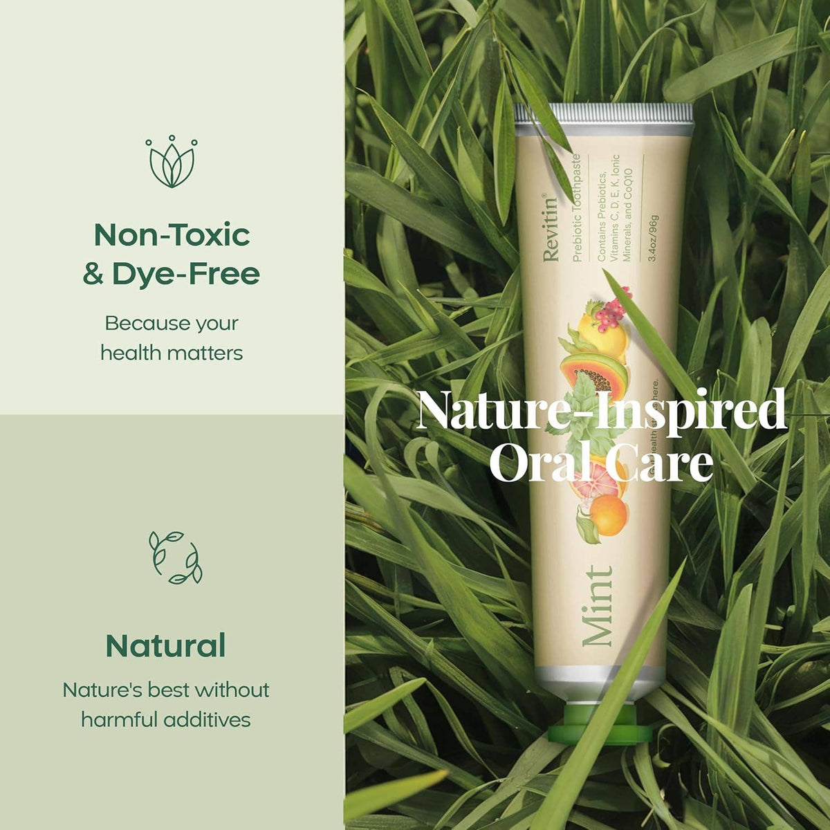 Fluoride-Free Prebiotic Tooth Gel, Mint | Revitin