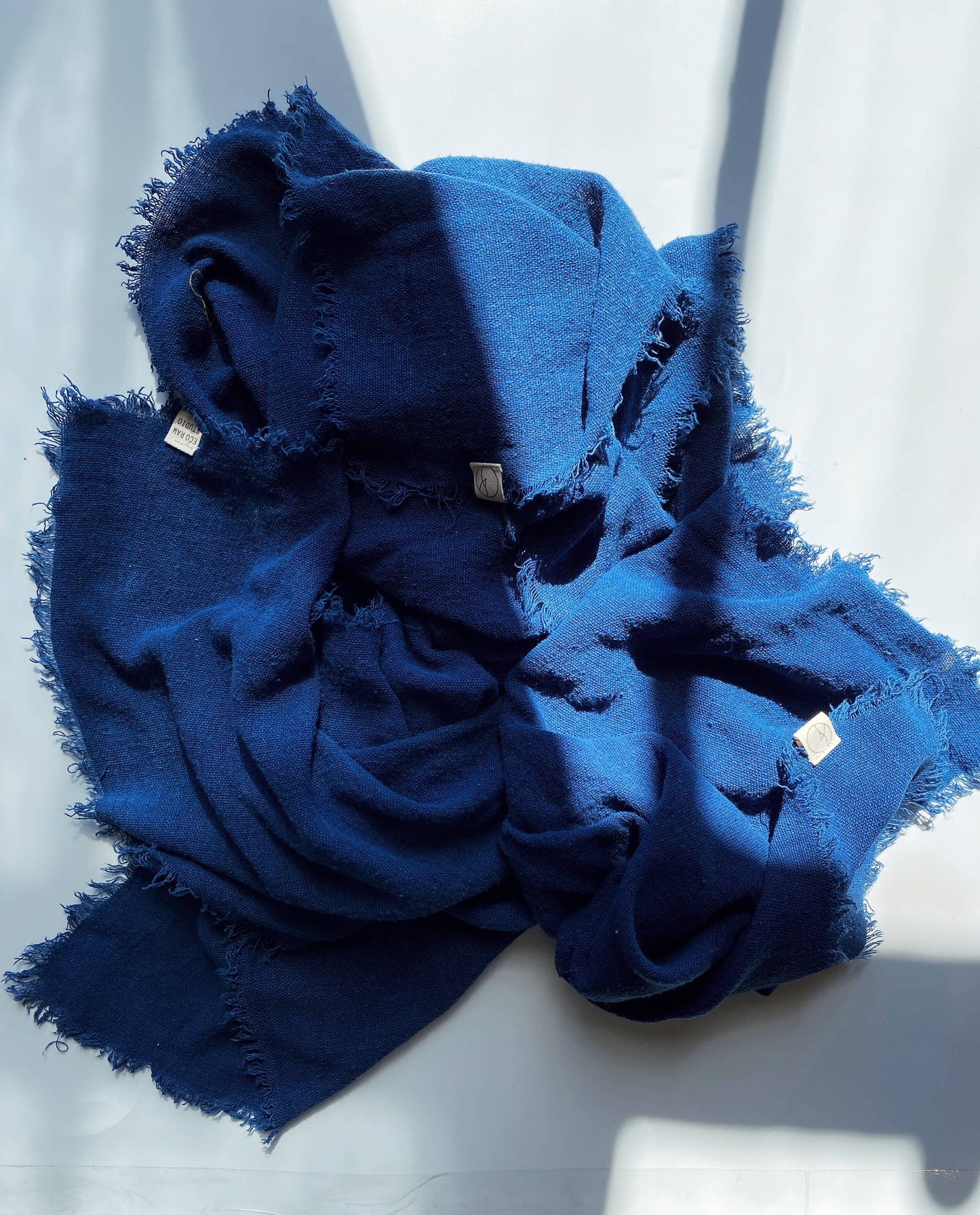 Ocean Indigo Solid Naturally Dyed Raw Silk Bandana