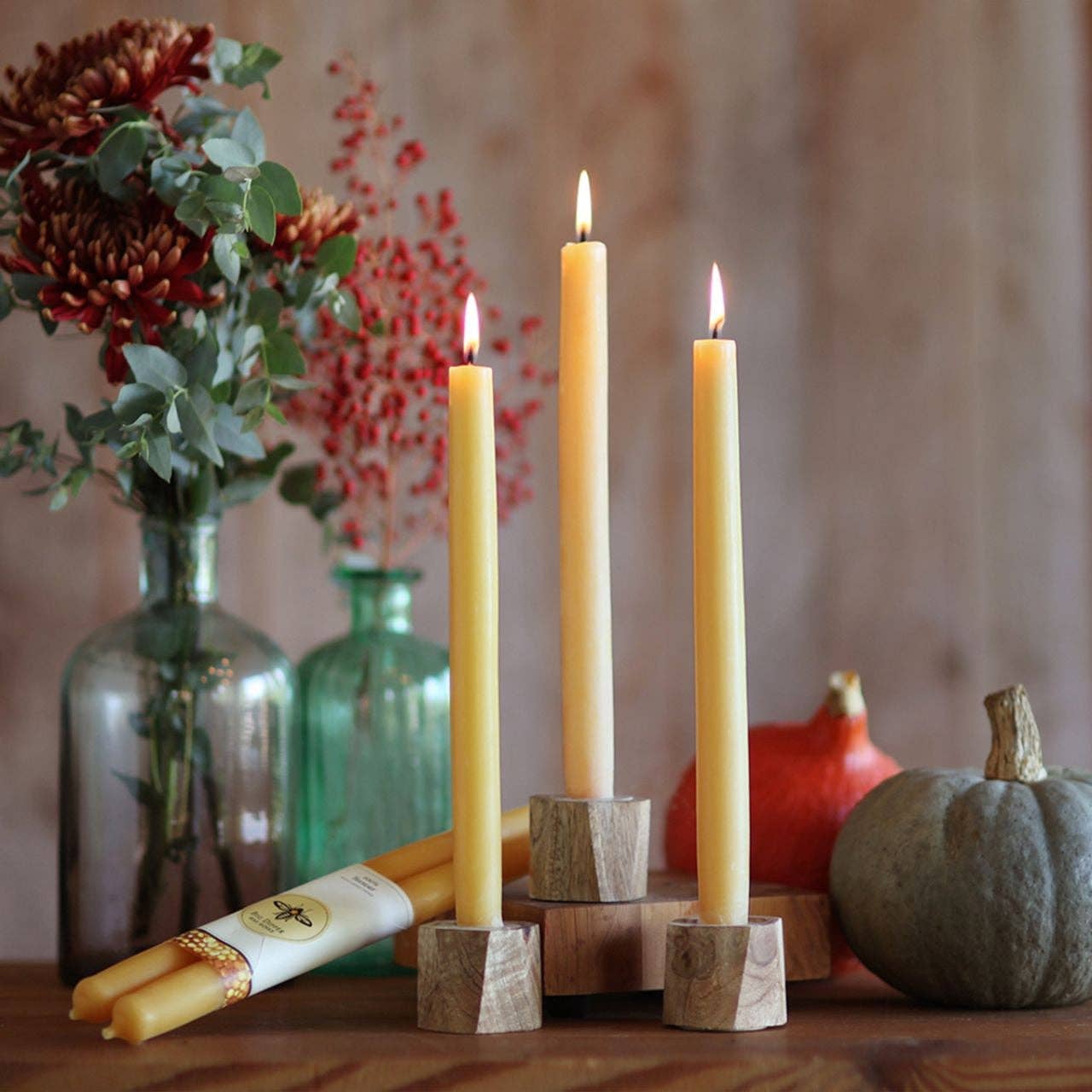 Taper Candles – 100% Pure Beeswax – Hand-Dipped: Teal / Standard (12" x 7/8")