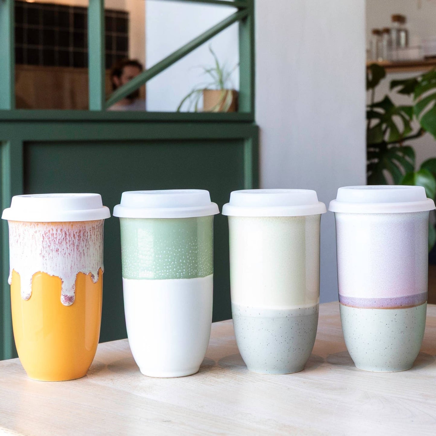 Mist Ceramic Travel Cup – 16oz with Lid & Sleeve