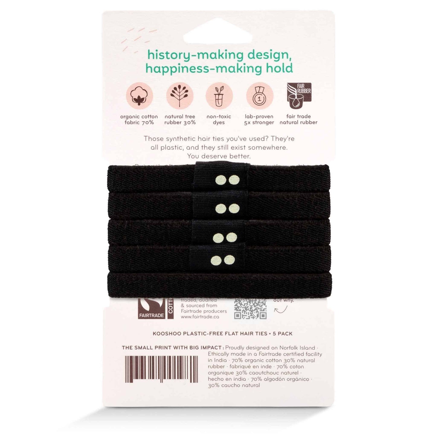 Plastic-Free Hair Ties - Best-Selling Black Organic Elastics