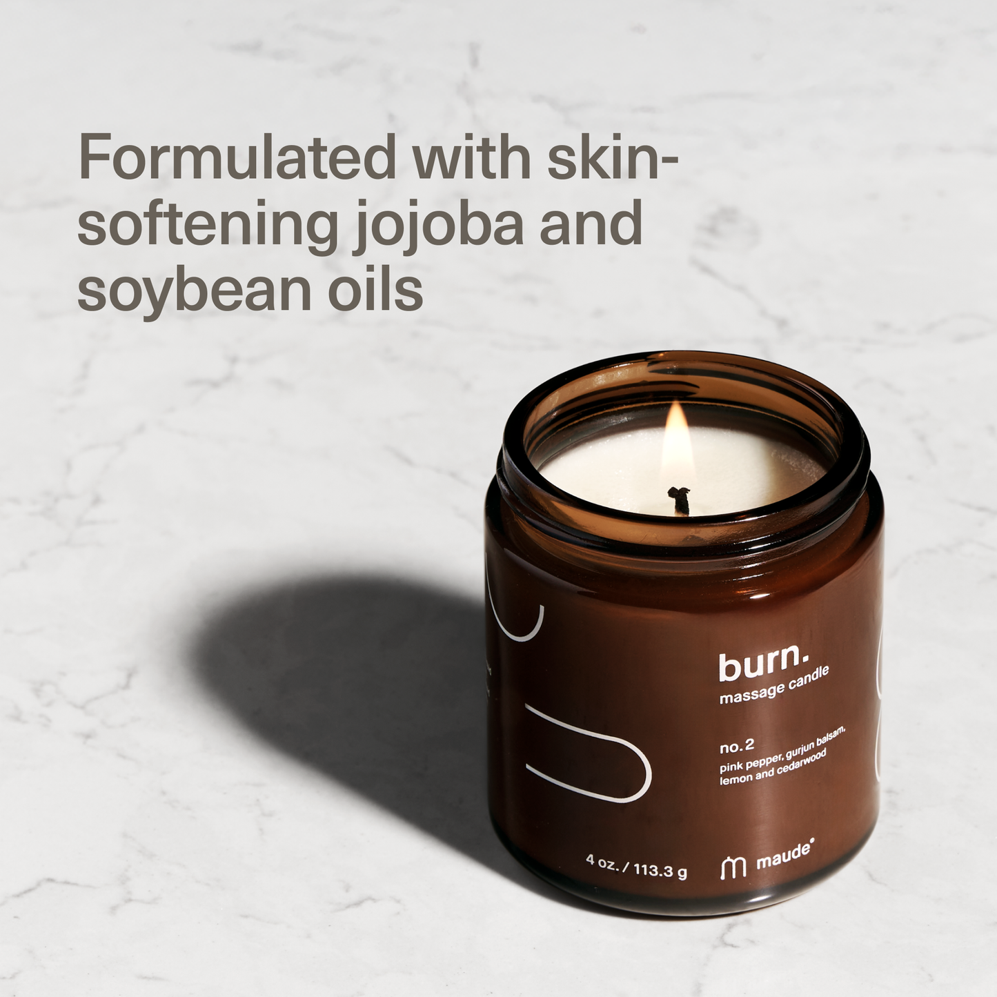 Burn no. 2 - massage candle, pink pepper, lemon, cedarwood.