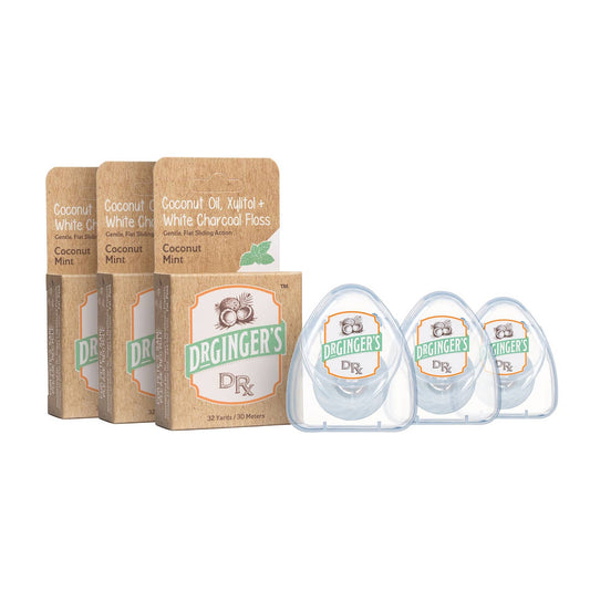 Dr. Ginger's Coconut Oil, Xylitol + White Charcoal Floss